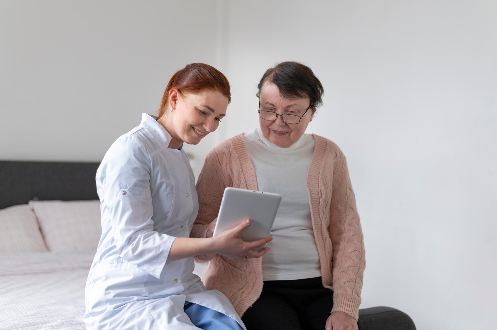 Illustration of two seniors playing a board game