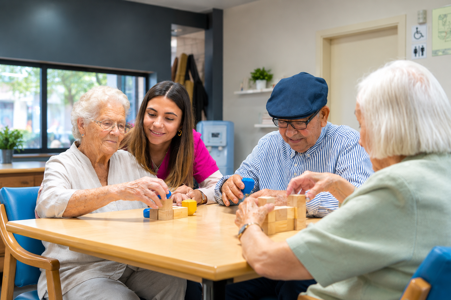 Illustration of seniors enjoying memory and brain games